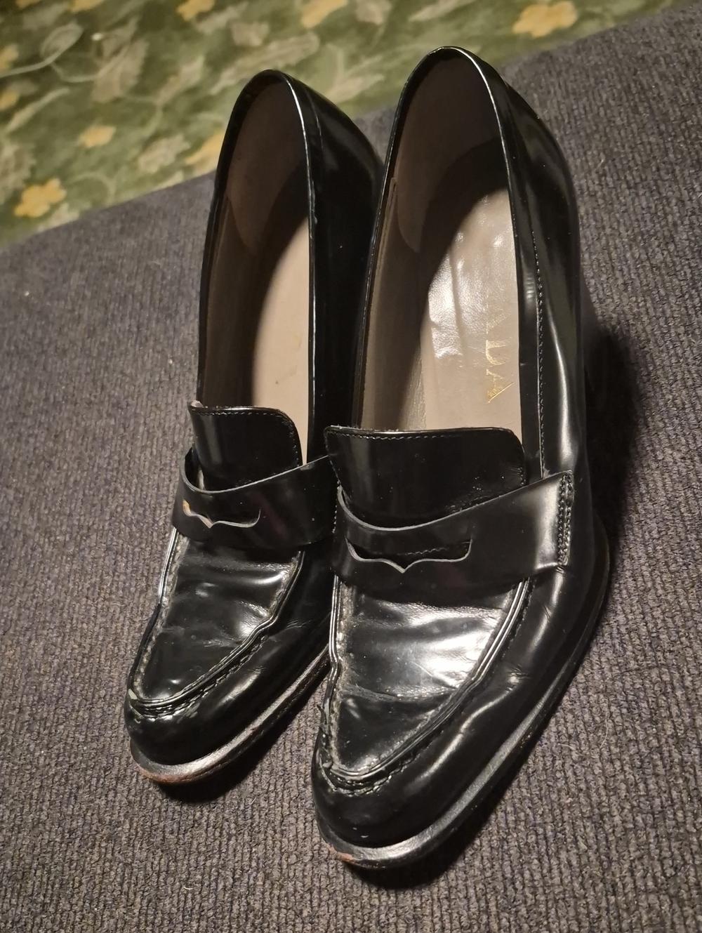 Prada Black Patent Leather Penny Loafers
